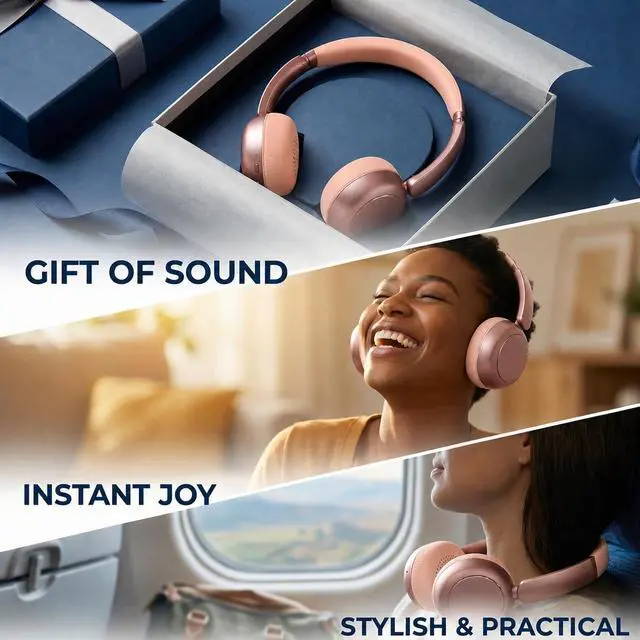 Alt view image 7 of 7 - Wireless Bluetooth Headphones with Microphone, 65H Playtime On-Ear Headset, Noise Reduction Mode, 40mm Stereo Drivers, Type-C Charging, Adjustable Headphone for Travel Work Phone PC (Pink)