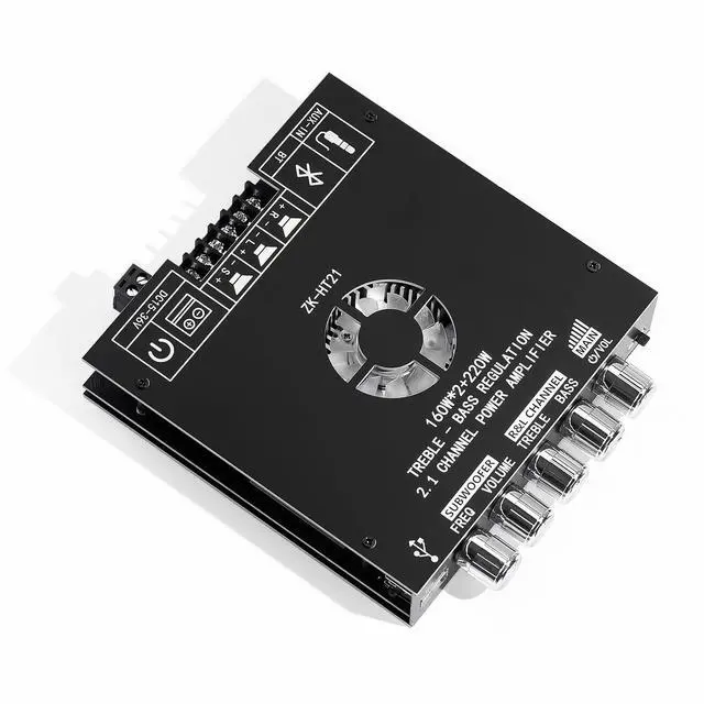 Main image of ZK-HT21 Bluetooth Amplifier Board 2.1 Channel Subwoofer 160W+160W+220W Bluetooth 5.0 Amplifier with Treble and Bass Control for DIY Speakers