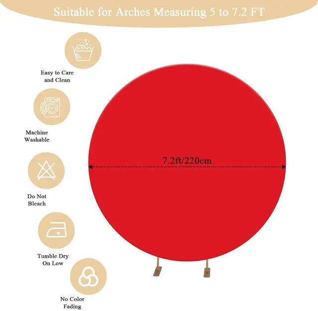 Alt view image 4 of 4 - 7.2FT Red Round Backdrop Cover with Oh Baby Decal Sign for 5-7.2ft Circle Arch Stand - Thick Fitted Spandex Circle Backdrop Cover for Baby Shower, Wedding, Birthday Party and Photography