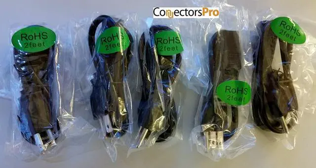 Alt view image 3 of 5 - Connectors Pro 5-Pack 2' Universal Short Computer Power Cable Cord - 2 Feet IEC320 C13 to NEMA 5-15P, CSA UL RoHS