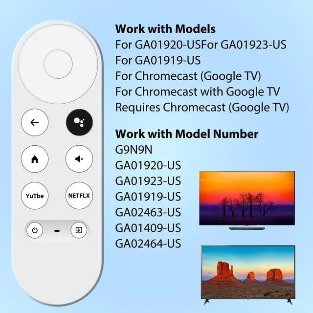 Alt view image 2 of 7 - Replacement Remote for Google Chromecast,for Chromecast with Google TV Remote & Google TV Streamer (Only for Snow Chromecast Google)