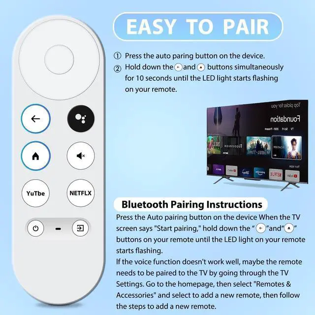 Alt view image 4 of 7 - Replacement Remote for Google Chromecast,for Chromecast with Google TV Remote & Google TV Streamer (Only for Snow Chromecast Google)