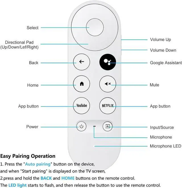 Alt view image 7 of 7 - Replacement Remote for Google Chromecast,for Chromecast with Google TV Remote & Google TV Streamer (Only for Snow Chromecast Google)