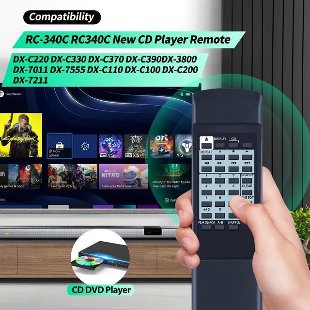 Alt view image 2 of 7 - RC-340C RC340C New Replace Remote Control Fit for Onkyo CD Player DX-C220 DX-C330 DX-C370 DX-C390DX-3800 DX-7011 DX-7555 DX-C110 DX-C100 DX-C200 DX-7211