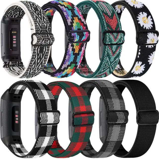 Main image of 8 PACK Bands Compatible with Fitbit Charge 4 / Charge 3 / Charge 3 SE, Adjustable Replacement Watch Bands Fitness Sport Band Wristband for Women Men