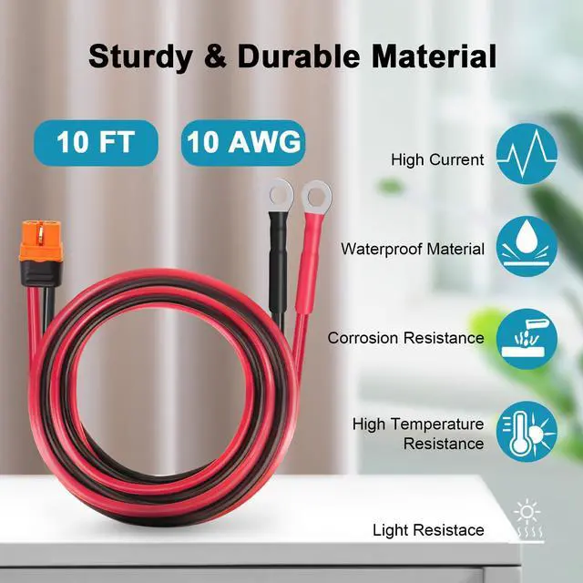 Main image of XT60i to O Ring Terminal Cable 10 AWG 10FT XT60i Female to O Ring Connector XT60i-F Extension Cable for Portable Power Station Solar Generator
