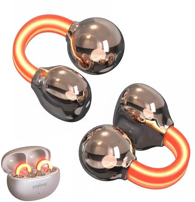 Main image of Wireless Clip On Earbuds with Cool LED Light, 2-in-1 Flashlight Charging Case, Glowing Bluetooth Headphones for Night Running & Gaming, Gifts for Men