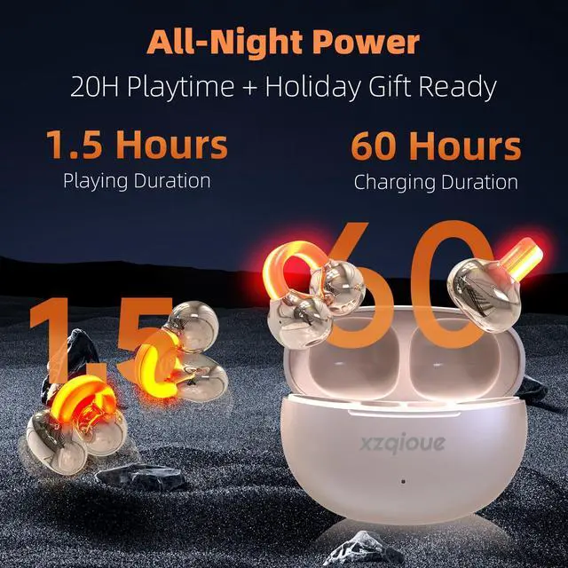 Alt view image 5 of 6 - Wireless Clip On Earbuds with Cool LED Light, 2-in-1 Flashlight Charging Case, Glowing Bluetooth Headphones for Night Running & Gaming, Gifts for Men