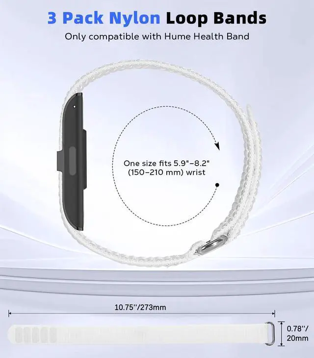 Alt view image 2 of 5 - Loop Bands Compatible with Hume Health Band 1.0 | Soft Breathable Adjustable Nylon Strap, Hook&Loop Closure, Sport Replacement Strap, for Women Men, Fitness Tracker Wristband