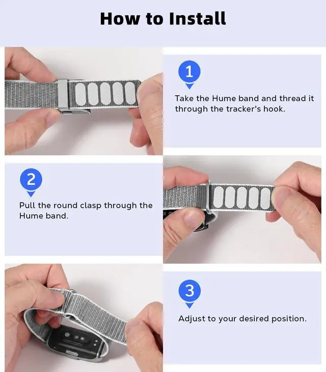 Alt view image 5 of 5 - Loop Bands Compatible with Hume Health Band 1.0 | Soft Breathable Adjustable Nylon Strap, Hook&Loop Closure, Sport Replacement Strap, for Women Men, Fitness Tracker Wristband