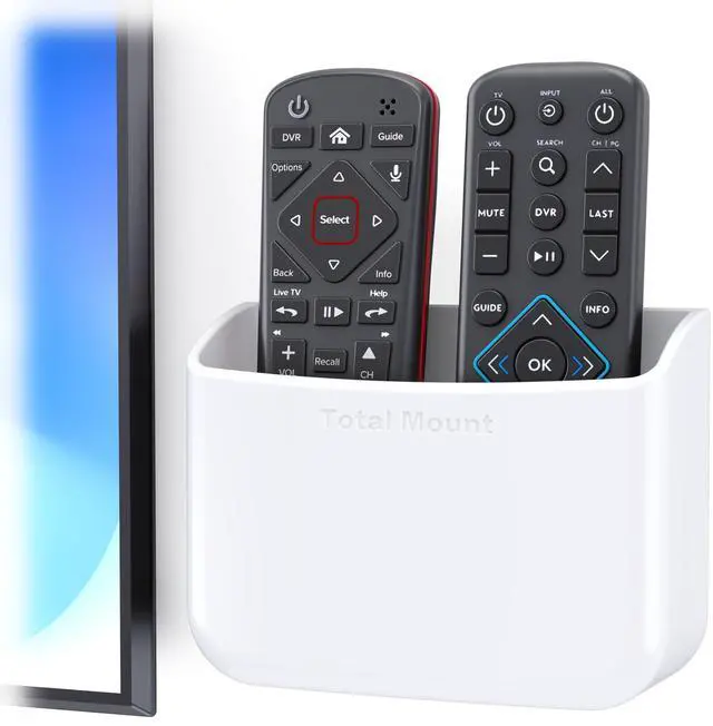 Main image of Universal Remote Holder Place on Wall or Back of TV | Designed in the USA Premium, White Remote Control Holder (Large)