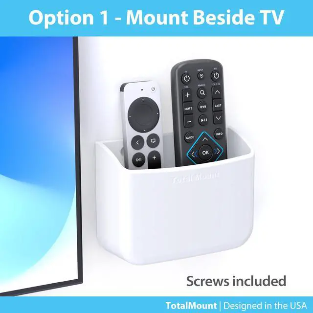 Alt view image 3 of 6 - Universal Remote Holder Place on Wall or Back of TV | Designed in the USA Premium, White Remote Control Holder (Large)