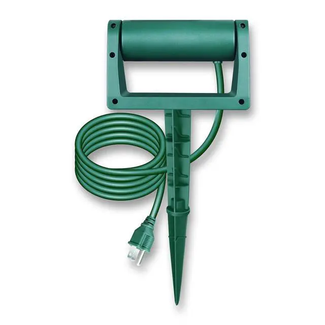 Alt view image 4 of 6 - Outdoor Power Stake, 3 Grounded Outlets with 90º Rotating Function and Safety Cover, 6FT Cord, UL Listed, Green