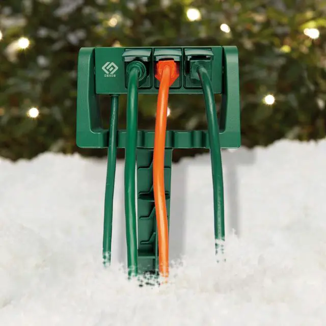 Alt view image 6 of 6 - Outdoor Power Stake, 3 Grounded Outlets with 90º Rotating Function and Safety Cover, 6FT Cord, UL Listed, Green