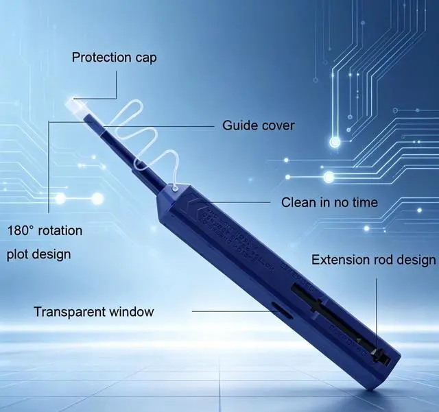 Alt view image 5 of 6 - Fiber Pen Cleaner for LC/MU Connectors, 1.25mm UPC/APC Ferrule Cleaner, One-Push Fiber Optic Cleaning Tool with Extendable Probe (2.38 to 3.63), 800+ Cleans per Unit, Anti-Static 1 Pack