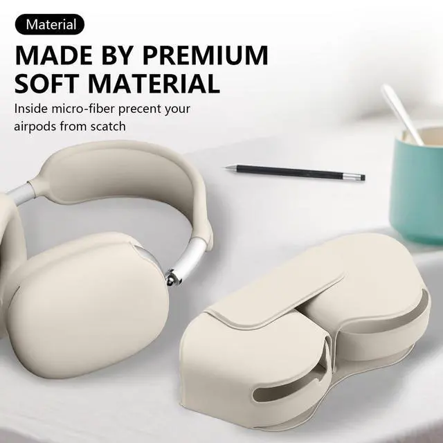 Alt view image 3 of 7 - 5-in-1 Compatible with AirPods Max Case, Leather & Silicone | Cover Set with Sleep Mode, Soft PU Leather Anti-Dust Accessories, Lightweight Shockproof for Apple Headphones