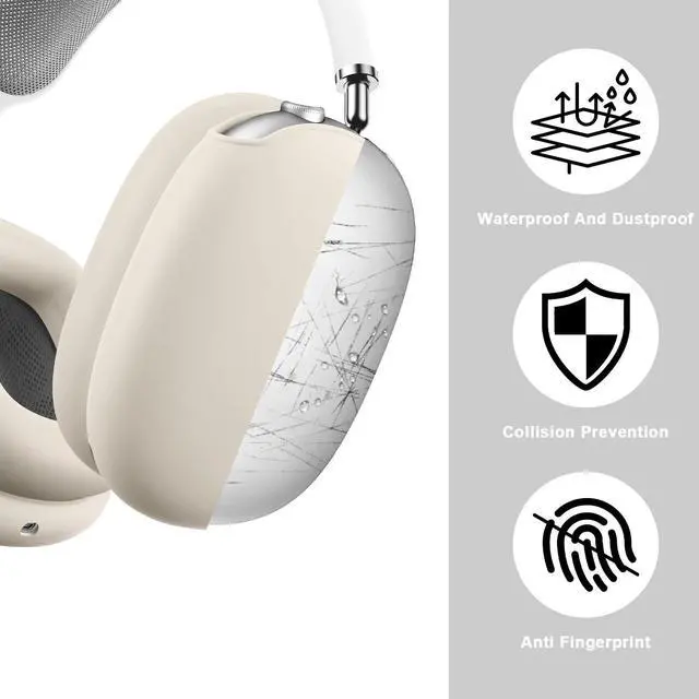 Alt view image 4 of 7 - 5-in-1 Compatible with AirPods Max Case, Leather & Silicone | Cover Set with Sleep Mode, Soft PU Leather Anti-Dust Accessories, Lightweight Shockproof for Apple Headphones