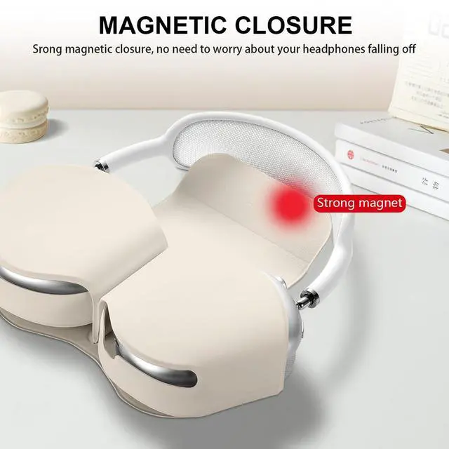 Alt view image 2 of 7 - 5-in-1 Compatible with AirPods Max Case, Leather & Silicone | Cover Set with Sleep Mode, Soft PU Leather Anti-Dust Accessories, Lightweight Shockproof for Apple Headphones