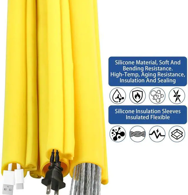 Alt view image 3 of 7 - Silicone Cable Cord Cover Protector, Flexible Wire Loom Tubing Cable Sleeve Cover Organizer for Protect Pet from Chewing Cable Cord Insulation Protection