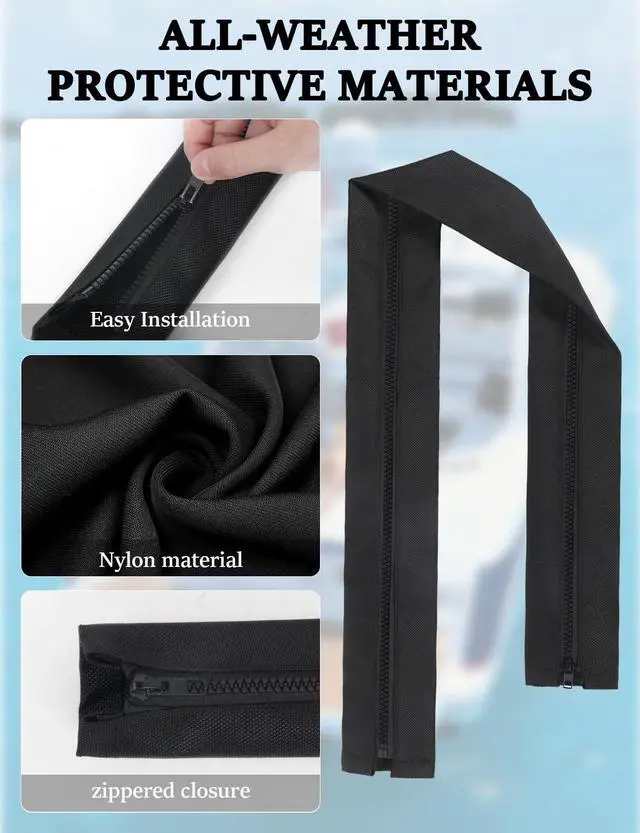 Alt view image 3 of 7 - 48 Inch Zippered Rigging Sleeve,Trolling Motor Cable Organizer Sleeve, Zippered Heavy Duty 600D Waterproof Marine Cable Jacket, Universal Fit for Yacht Cable Management Kit