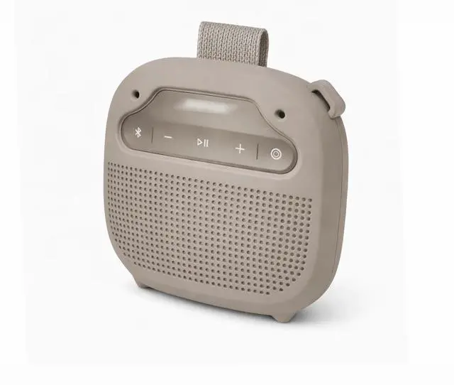 Alt view image 3 of 5 - Silicone Cover for Bose New SoundLink Micro Portable Bluetooth Speaker (2nd Gen) with Neck Lanyard (Sandstone)