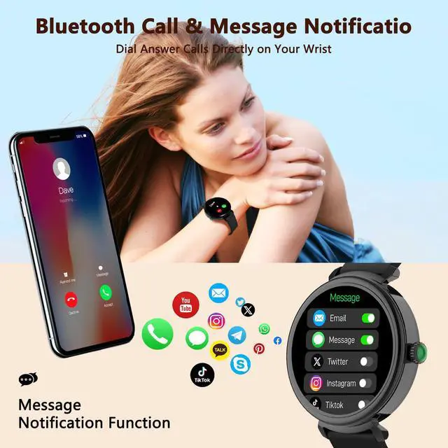 Alt view image 2 of 6 - Smart Watch for Women with Answer/Make Call,1.27" HD Waterproof with DIY Faces,Fitness Tracker Smart Watch with Heart Rate,SpO2,Sleep Monitoring Compatible with iOS/Android