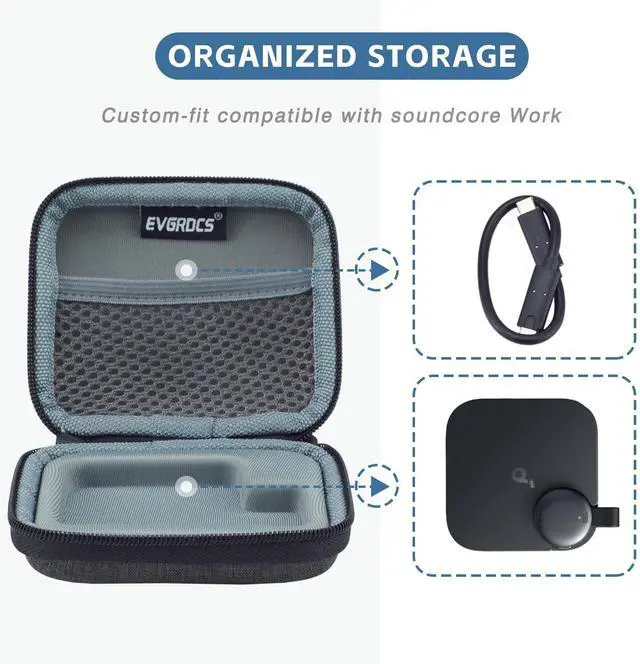 Alt view image 2 of 6 - Case for Anker soundcore Work AI Voice Recorder | Made of EVA material, shock-absorbent, waterproof and odor-free. Compact to fit pockets, ideal for meetings and trips