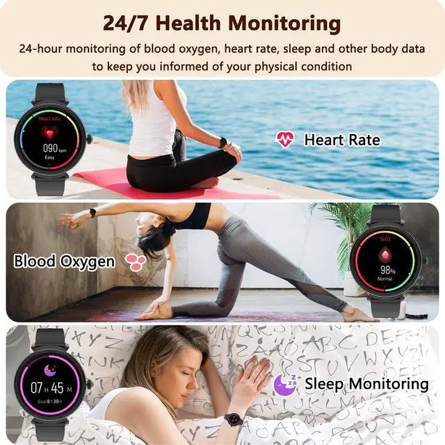 Alt view image 3 of 6 - Smart Watch for Women with Answer/Make Call,1.27" HD Waterproof with DIY Faces,Fitness Tracker Smart Watch with Heart Rate,SpO2,Sleep Monitoring Compatible with iOS/Android