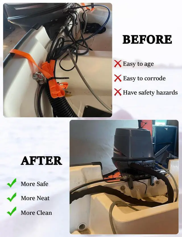 Alt view image 7 of 7 - 48 Inch Zippered Rigging Sleeve,Trolling Motor Cable Organizer Sleeve, Zippered Heavy Duty 600D Waterproof Marine Cable Jacket, Universal Fit for Yacht Cable Management Kit