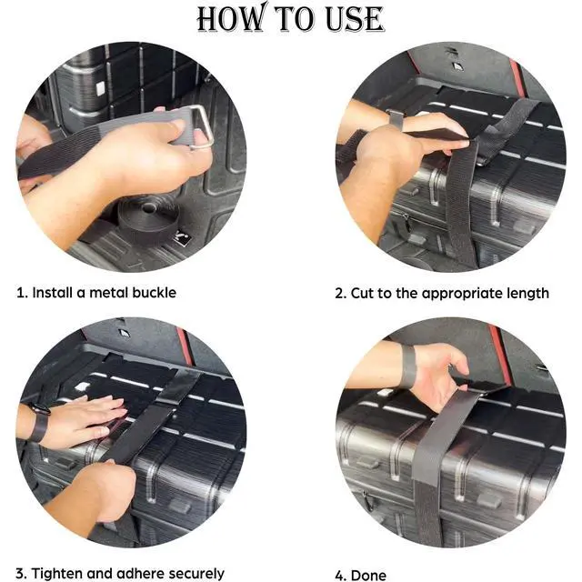 Alt view image 3 of 6 - Wide 2" ×16 Ft Long Hook and Loop Cable Straps with 12 Heavy Metal Buckles, Adjustable Nylon Tie Down Straps,Free Cut Length and Width, Reusable, Black