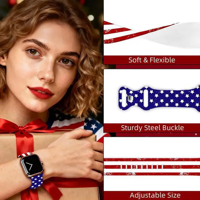 Alt view image 6 of 6 - Holiday Watch Bands Compatible with Apple Watch 38/40/41/42/44/45/46/49mm for Women Men Replacement Silicone Sport Strap for iWatch Series 11/10/9/8/7/6/5/4 Ultra 3/2/1 SE