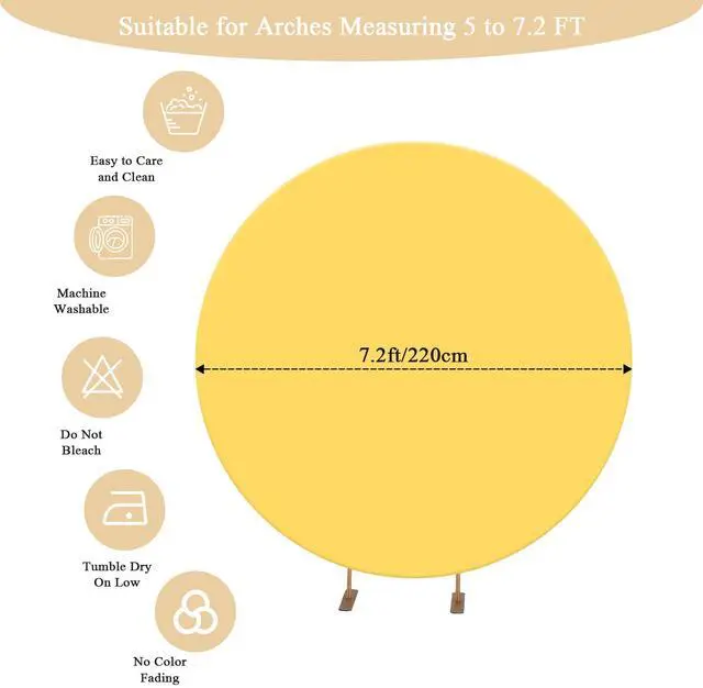 Alt view image 4 of 6 - 7.2FT Yellow Round Backdrop Cover with Oh Baby Decal Sign for 5-7.2ft Circle Arch Stand - Thick Fitted Spandex Circle Backdrop Cover for Baby Shower, Wedding, Birthday Party and Photography