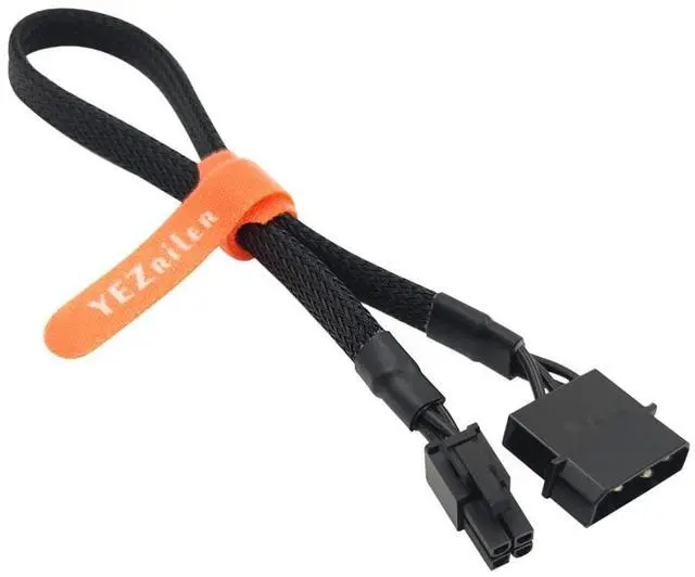 Main image of (2-Pack) Molex to 4 Pin ATX CableLP4 Molex Male to ATX 4pin Male Auxiliary Power Adapter Sleeved 13-inch (33cm)