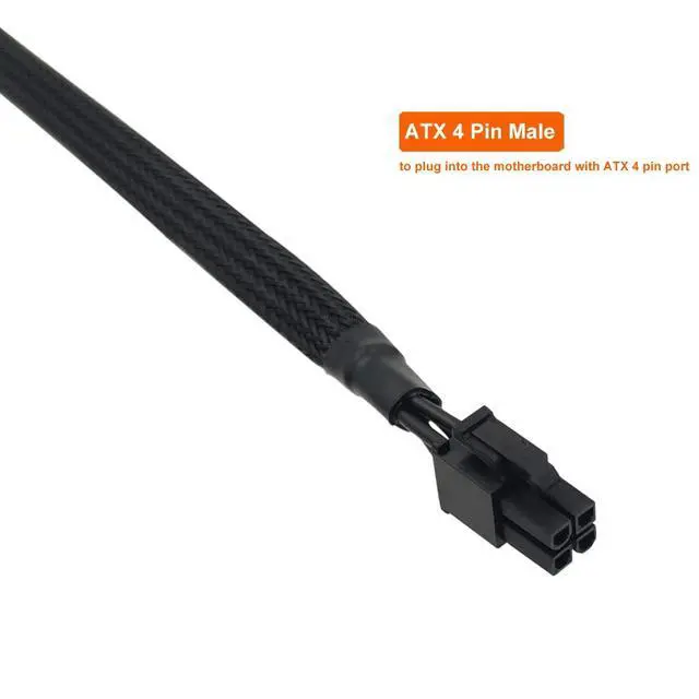 Alt view image 2 of 4 - (2-Pack) Molex to 4 Pin ATX CableLP4 Molex Male to ATX 4pin Male Auxiliary Power Adapter Sleeved 13-inch (33cm)