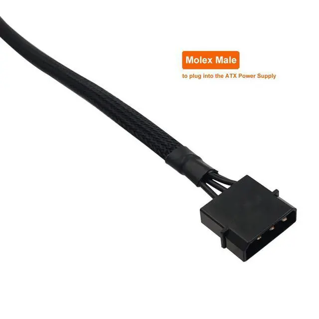 Alt view image 3 of 4 - (2-Pack) Molex to 4 Pin ATX CableLP4 Molex Male to ATX 4pin Male Auxiliary Power Adapter Sleeved 13-inch (33cm)