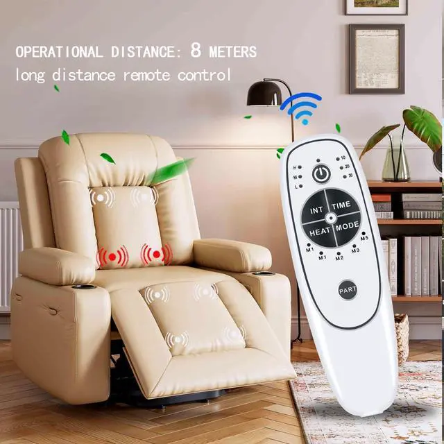 Alt view image 4 of 7 - 8 Pin Female Plug 6 Button Replacement DN-34C Remote Control with Huatean Home Rocker Recliner Chair 028 with Heat and Massage, for Lift Recliner Chair Vibration Massage & Heat