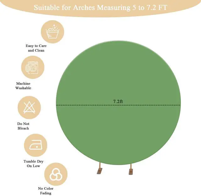 Alt view image 4 of 7 - 7.2FT Sage Green Round Backdrop Cover with Oh Baby Decal Sign for 5-7.2ft Circle Arch Stand - Thick Fitted Spandex Circle Backdrop Cover for Baby Shower, Wedding, Birthday Party and Photography