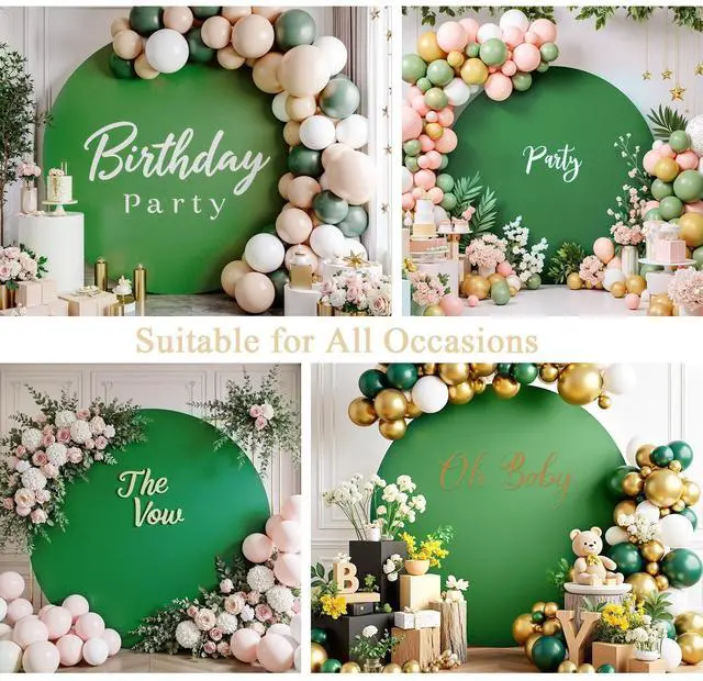 Alt view image 5 of 7 - 7.2FT Sage Green Round Backdrop Cover with Oh Baby Decal Sign for 5-7.2ft Circle Arch Stand - Thick Fitted Spandex Circle Backdrop Cover for Baby Shower, Wedding, Birthday Party and Photography