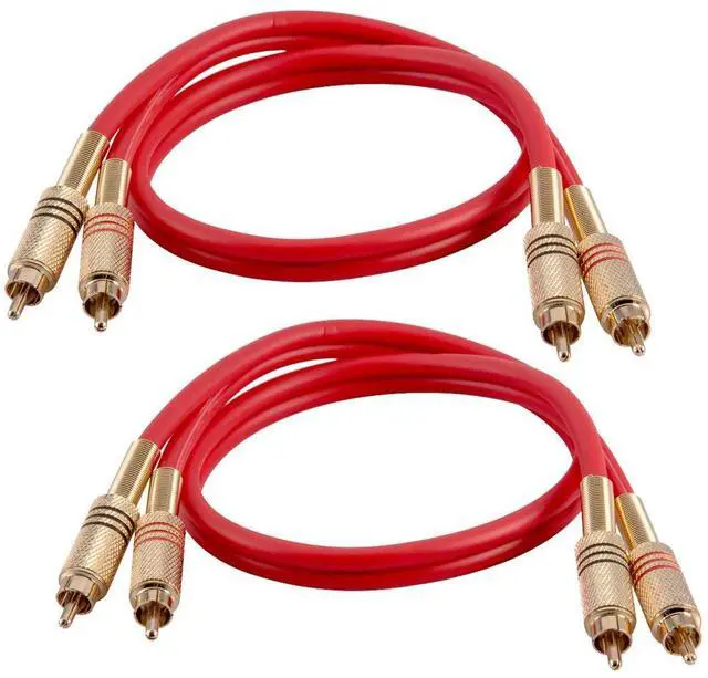 Main image of SAPRCA2-2 Pack of Premium 2 Foot Dual RCA Male to Dual RCA Male Audio Patch Cables - Red and Red - 2-RCA to 2-RCA Audio Cords
