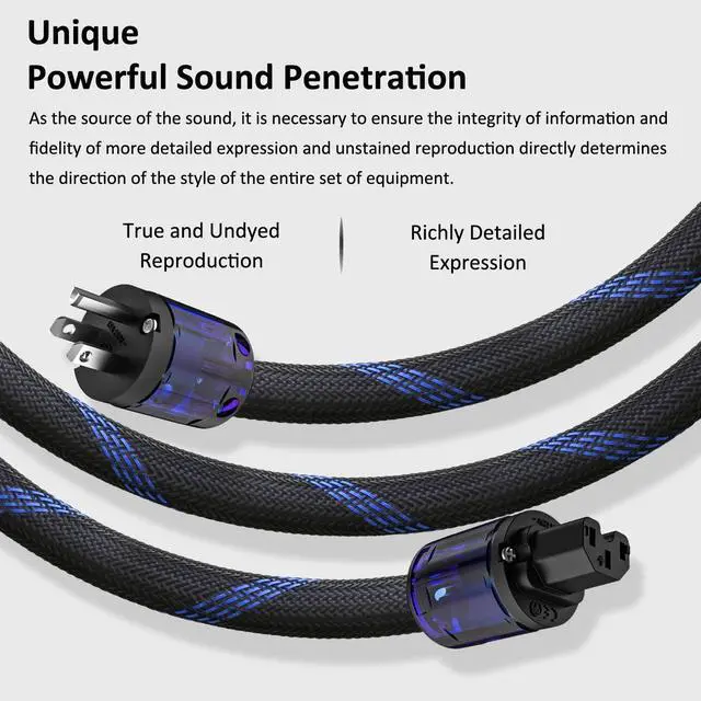Main image of Audiocrast HiFi Power Cable, 4.9FT/1.5M, 17mm, Hi-End Amplifier Power Cord, Audiophile Braided Mesh AC Power Wire Copper Shielding Conductor Audio Mains Cord with US Plug+IEC C15 Connector