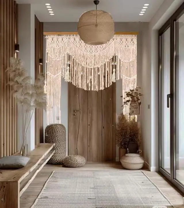 Alt view image 3 of 4 - Large Macrame Wedding Backdrop for Arbor/Arch Bohemian Wall Hanging Decor Boho Tapestry Doorway/Window Curtains Room Divider-Luxury (63" Wx74 H)