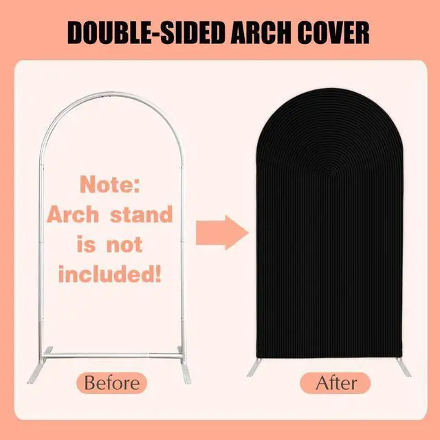 Alt view image 4 of 7 - Black Ripples Arched Fabric Cover, Double-Sided Stretchy Chiara Backdrops Arch Stand Covers for Birthday Parties Baby Shower Wedding Decoration Supplies HP-828-4x7ft