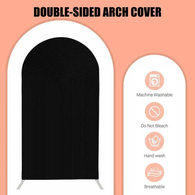 Alt view image 3 of 7 - Black Ripples Arched Fabric Cover, Double-Sided Stretchy Chiara Backdrops Arch Stand Covers for Birthday Parties Baby Shower Wedding Decoration Supplies HP-828-4x7ft
