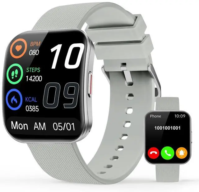 Main image of Smart Watch for Men Women, Bluetooth Calls, AI Dial,AI Q&A,1.85" HD AMOLED Curved Display Fitness Watch with Heart Rate/SpO2/Stress Monitor, Pedometer,110+ Sports Waterproof IP68 Smartwatch,Light Gray