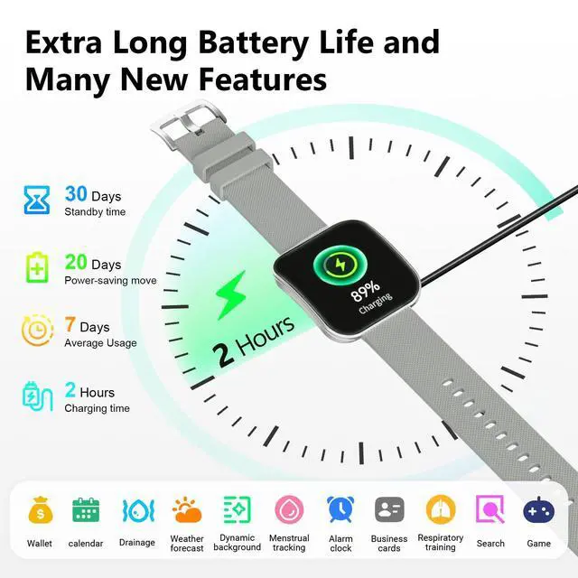 Alt view image 6 of 7 - Smart Watch for Men Women, Bluetooth Calls, AI Dial,AI Q&A,1.85" HD AMOLED Curved Display Fitness Watch with Heart Rate/SpO2/Stress Monitor, Pedometer,110+ Sports Waterproof IP68 Smartwatch,Light Gray