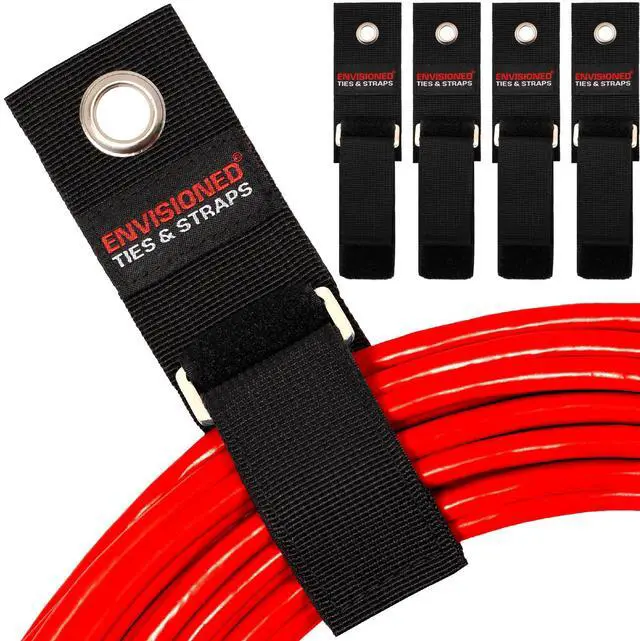 Main image of Heavy Duty Hanging Storage Cinch Straps with Metal Buckle (4 Pack, 1.5" x 20") - Electrical Extension Cord & Garden Hose Holder, Cable Management, Storage Organizer in Garage, Workshop