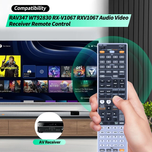 Alt view image 2 of 7 - RAV347 WT92830 Replacement Remote Control fit for Yamaha Audio Receiver RX-V1067 RXV1067