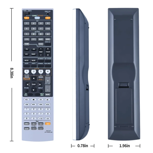 Alt view image 7 of 7 - RAV347 WT92830 Replacement Remote Control fit for Yamaha Audio Receiver RX-V1067 RXV1067