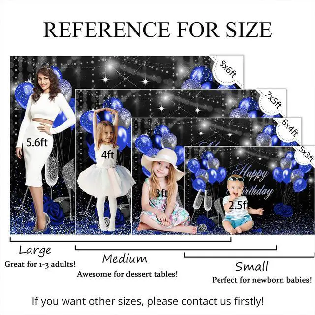Alt view image 6 of 7 - Happy Birthday Backdrop Blue and Silver 7x5ft | Glitter High Heels for Women Birthday Party Decorations, Sweet 16 21st 30th 40th 50th Birthday Photography Backrgound