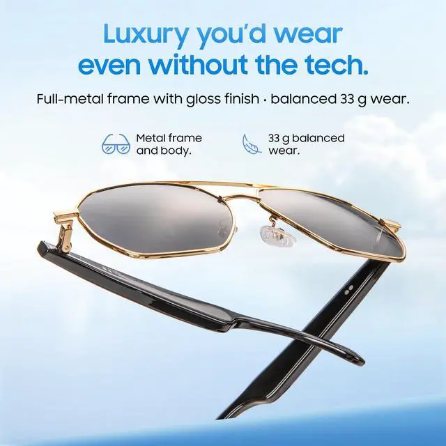 Alt view image 5 of 6 - AI Translator Smart Sunglasses, Open-Ear Bluetooth Audio for Calls & Music | Real-time AI interpreter & translator, open-ear speakers, auto on/off wear sensor, touch control, for men & women